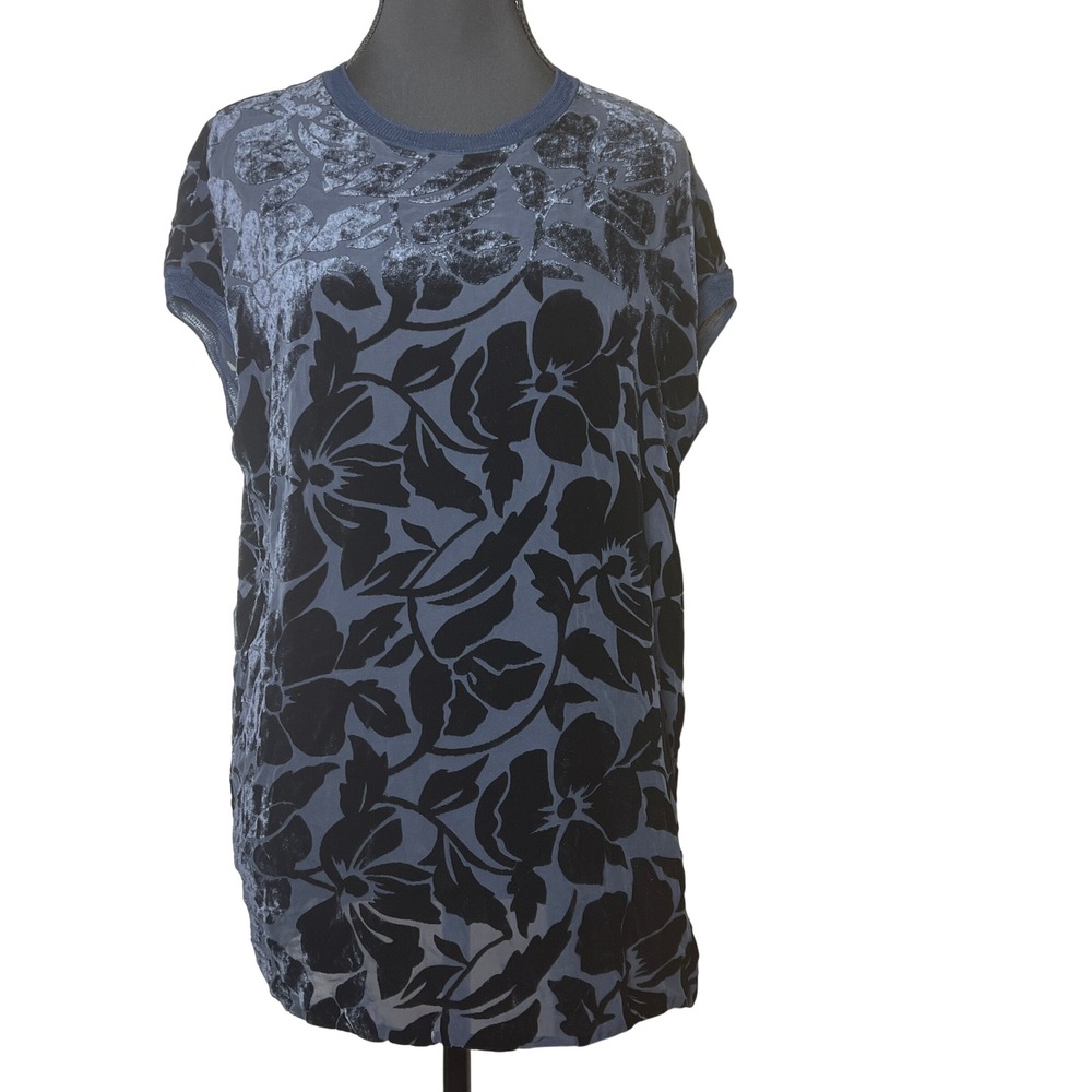 Theory Velvet‎ Burnout Floral Sleeveless Top Shirt Size S Whimsygoth Fairygrunge